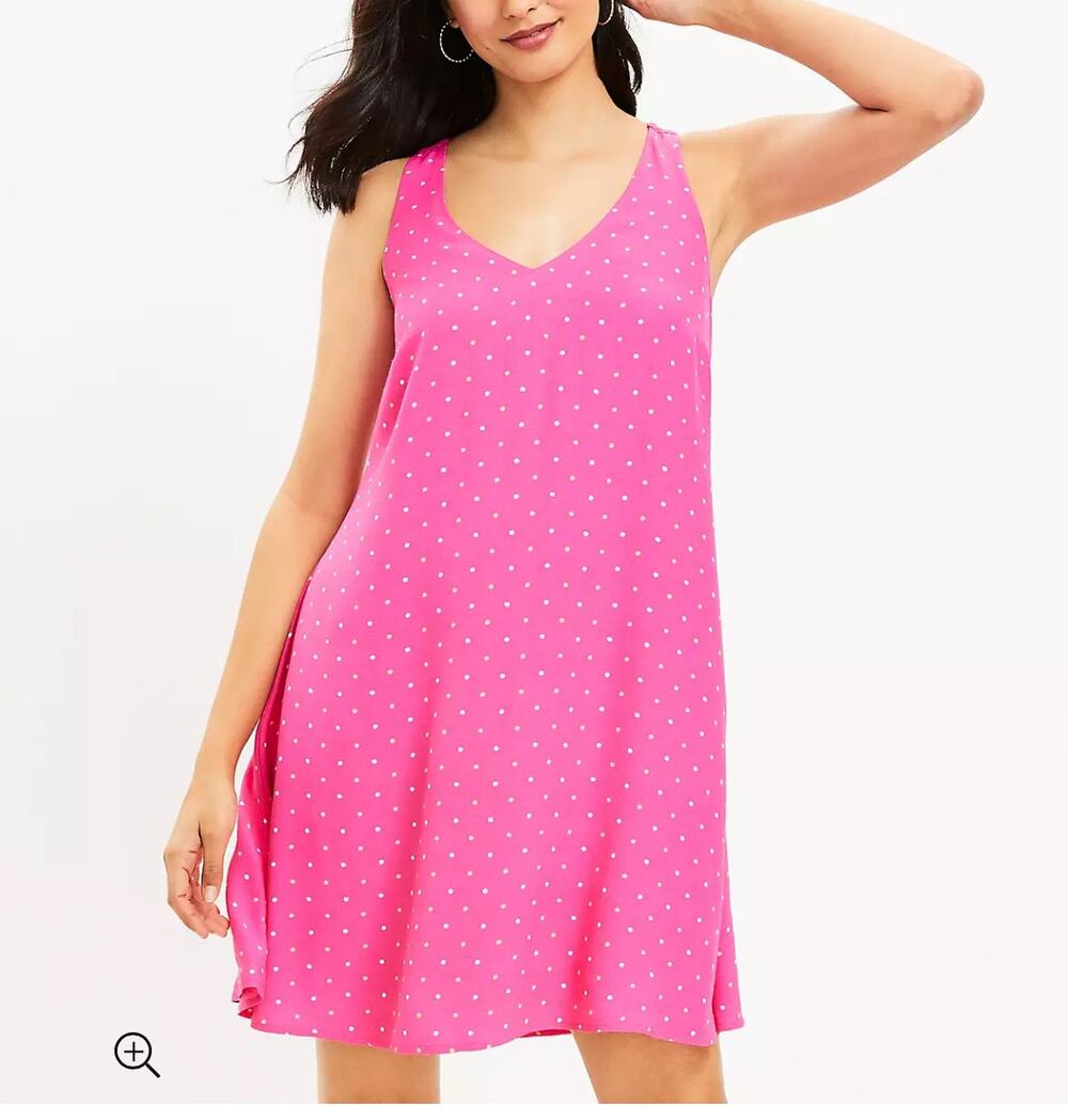 LOFT dotted criss cross back swing dress NWT size L